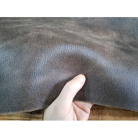 Collet de vache végétal grainé nuancé - Marron - Cuirenstock