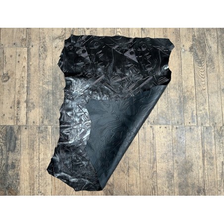 Peau de cuir d'agneau grain sovietico noir - maroquinerie - ameublement - Cuir en Stock