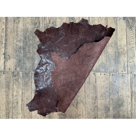 Peau de cuir de mouton grain sovietico brun choco - maroquinerie - ameublement - Cuir en Stock
