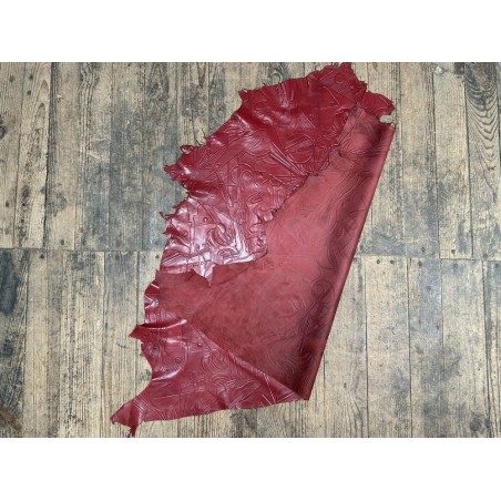 Peau de cuir d'agneau grain sovietico rouge pourpre - maroquinerie - Cuir en Stock