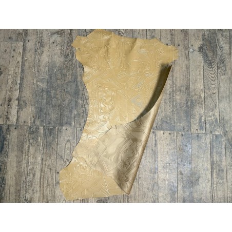 Peau de cuir d'agneau grain sovietico beige sable - maroquinerie - Cuir en Stock