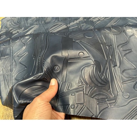 Peau de cuir de chèvre grain sovietico bleu nuit mat - maroquinerie - Cuir en Stock