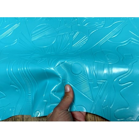 Peau de cuir de chèvre grain sovietico bleu turquoise - maroquinerie - Cuir en Stock