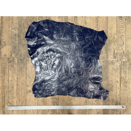 Peau de cuir de chèvre grain sovietico bleu marine satiné - maroquinerie - Cuir en Stock