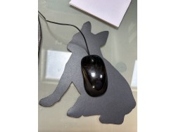 Tapis de souris en cuir véritable - Bouledogue - idée cadeau - Cuir en Stock