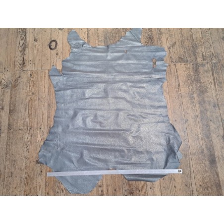 Peau de cuir de porc métallisé argent - Gris - Cuirenstock