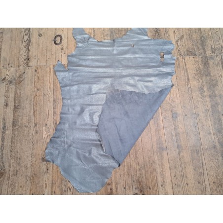 Peau de cuir de porc métallisé argent - Gris - Cuirenstock