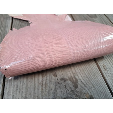 Cuir de lézard - rose dragée- accessoire bijou maroquinerie - Cuir en Stock