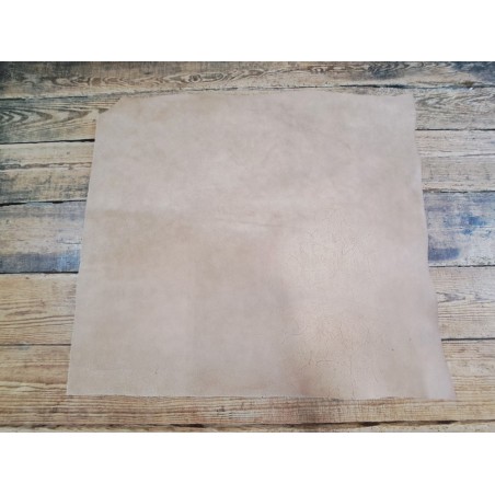 Morceau de collet de vache naturel sable – nubuck effet froissé