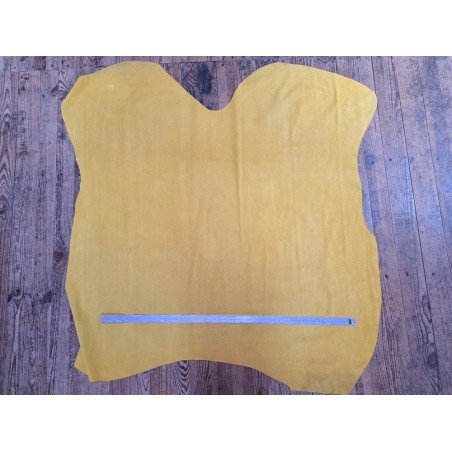 Peau de veau velours effet perforé - jaune - cuir en stock