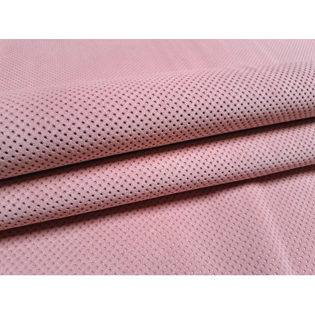 Peau de veau velours effet perforé - rose pastel- Cuirenstock