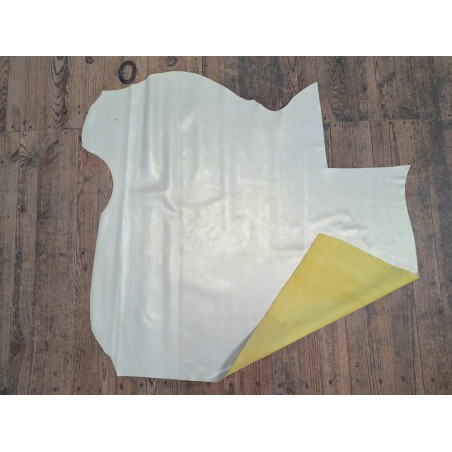Peau de veau velours vintage nacrée - jaune - maroquinerie - Cuirenstock
