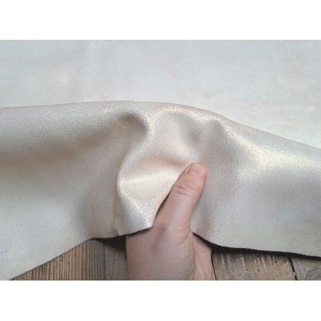 Peau de veau velours vintage nacrée - rose- maroquinerie - Cuirenstock