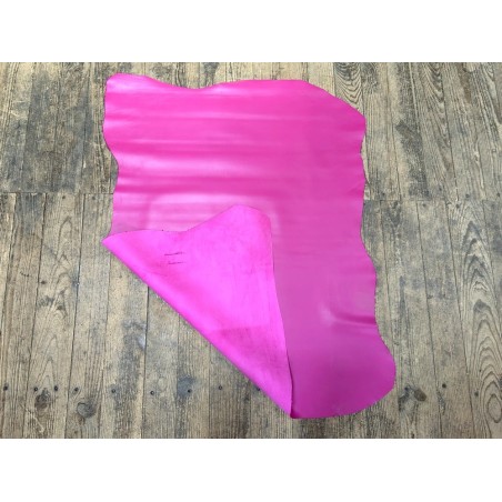 Peau de cuir d'agneau lisse rose fuchsia - Cuir en Stock