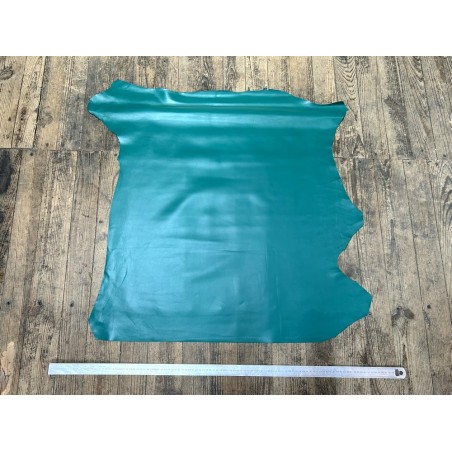 Peau de cuir d'agneau lisse vert - Cuir en Stock