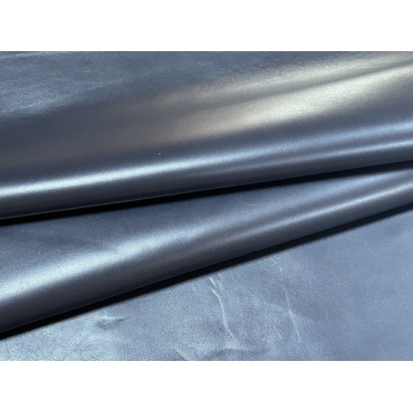 Peau de cuir d'agneau lisse bleu marine - Cuir en Stock