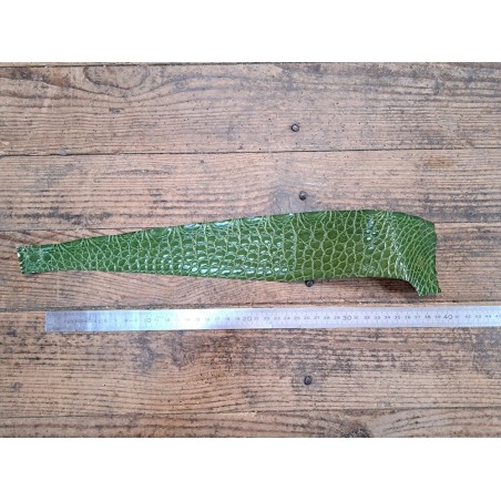 Peau de crocodile véritable - Vert kaki - Cuir en Stock