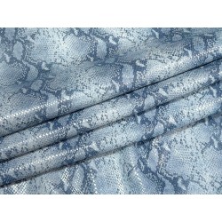 Peau de veau velours serpent - bleu clair - maroquinerie - cuir en stock