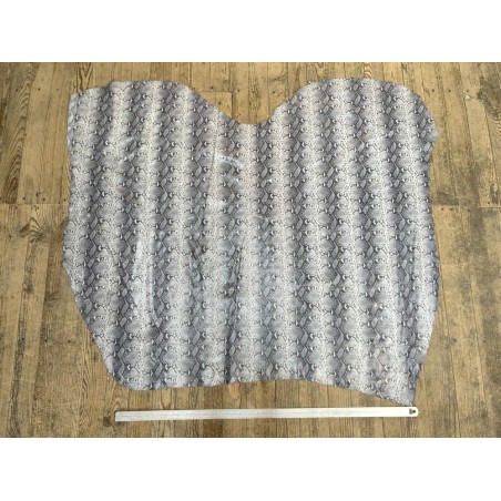 Peau de veau velours serpent - gris - maroquinerie - cuirenstock