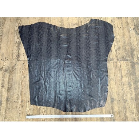 Peau de veau velours serpent - gris anthracite - maroquinerie - cuirenstock