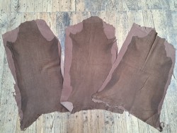3 peaux de cuir stretch identiques nubuck - Marron