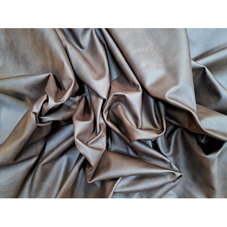 Bande de cuir de vache grainée nuancé - marron - maroquinerie - ameublement - Cuir en Stock