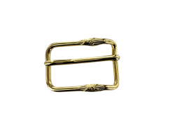Boucle rectangulaire motif croix - laiton - 20 mm - ceinture - bouclerie - accessoires - cuir en stock