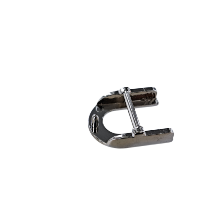 Petite boucle de ceinture arrondie à crochet - nickelé - 15 mm - cuir en stock