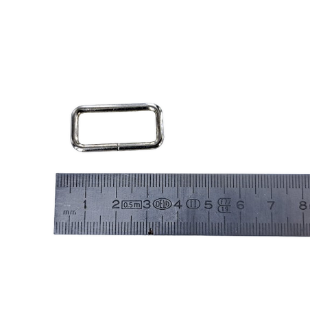 Passant rectangulaire nickelé - 25mm - anneau brisé - Cuirenstock
