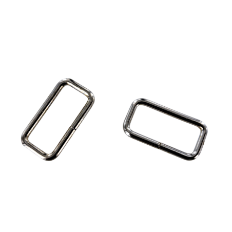 Passant rectangulaire nickelé - 25mm - anneau brisé - Cuir en stock