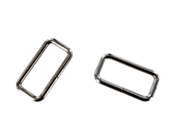 Passant rectangulaire nickelé - 25mm - anneau brisé - Cuir en stock