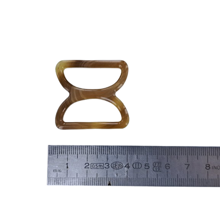 doubles anneaux demi-ronds en plastique - brun - 30mm - Cuir en Stock
