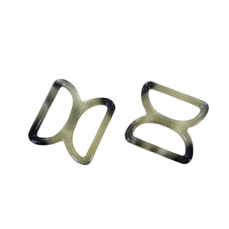 doubles anneaux demi-ronds en plastique - gris foncé - 30mm - Cuir en Stock
