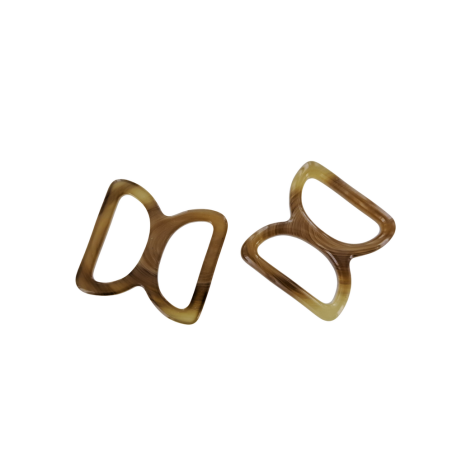 doubles anneaux demi-ronds en plastique - brun - 20mm - Cuir en Stock