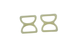 doubles anneaux demi-ronds en plastique - beige - 20mm - Cuir en Stock