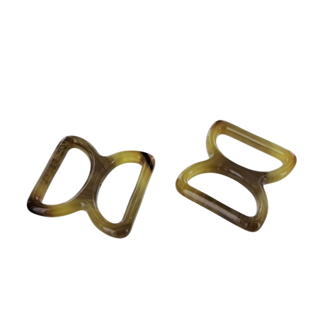 doubles anneaux demi-ronds en plastique - marron - 20mm - Cuir en stock