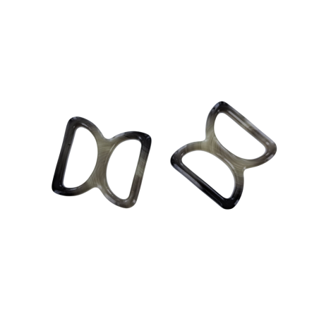 doubles anneaux demi-ronds en plastique - gris foncé - 20mm - Cuir en stock