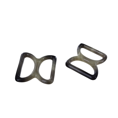 doubles anneaux demi-ronds en plastique - gris foncé - 20mm - Cuir en stock