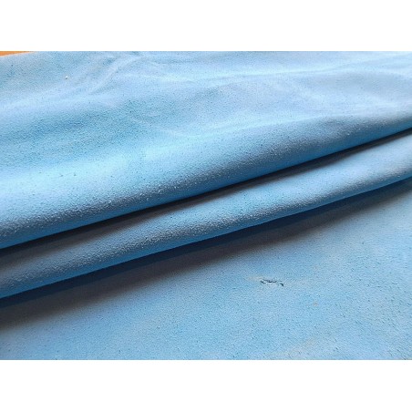 Peau de veau velours bleu - maroquinerie - ameublement - Cuir en Stock