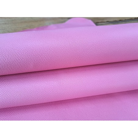 Morceau de cuir de vachette grainée - Rose - Cuir en Stock
