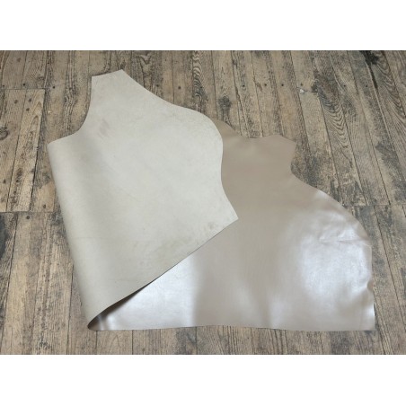 Demi-peau de cuir de veau BOX lisse - tannage ferme - lin - Cuir en Stock