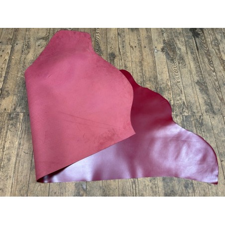 Demi-peau de cuir de veau BOX lisse - tannage ferme - griotte - Cuir en Stock