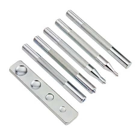 Kit complet - Pose d'accessoires - Rivets boutons pression - 6 outils enclume en acier – Ivan 8105-00 Cuir en Stock
