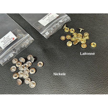 Lot de 5 boutons pression Line 16 – 10 mm - nickelé - Cuir en Stock