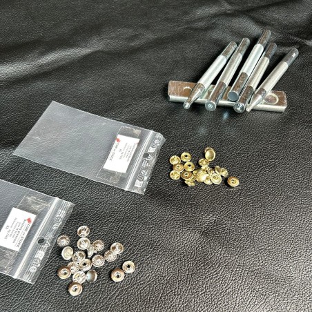 Lot de 5 boutons pression Line 16 – 10 mm - nickelé - Cuir en Stock