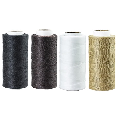 Bobine de fil fin polyester tressé poissé 0,4 mm x 244 m - NOIR - Cuir en Stock