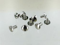 Lot de 5 grand vis chicago bombé laiton massif - nickelé - Cuir en Stock