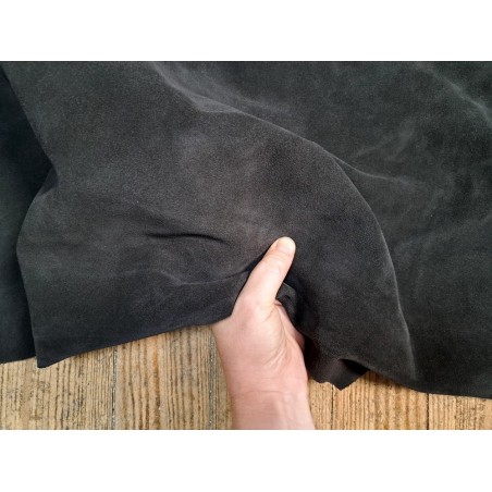 Peau de veau velours - GRIS ANTHRACITE - Cuir en Stock