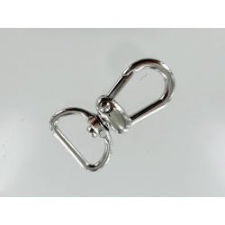 Mousqueton pivotant en arc 20mm - Nickelé - Cuir en Stock