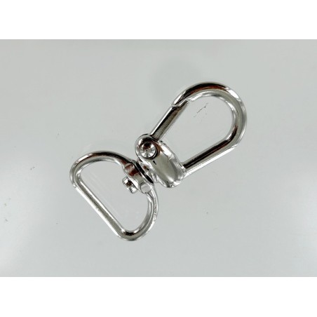 Mousqueton pivotant en arc 20mm - Nickelé - Cuir en Stock